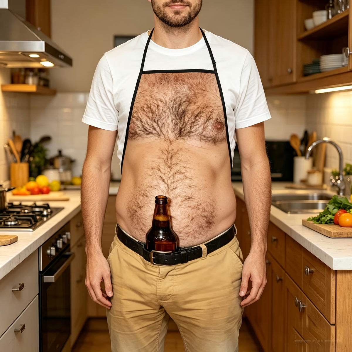 Funny Men'S Beer Belly Theme Printed Apron