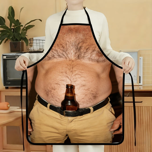 Funny Men'S Beer Belly Theme Printed Apron